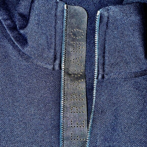 Ferragamo Mens Virgin Wool Bomber Jacket, SZ L, Navy, Zipper w/Leather, RT $1800 - Picture 6 of 14